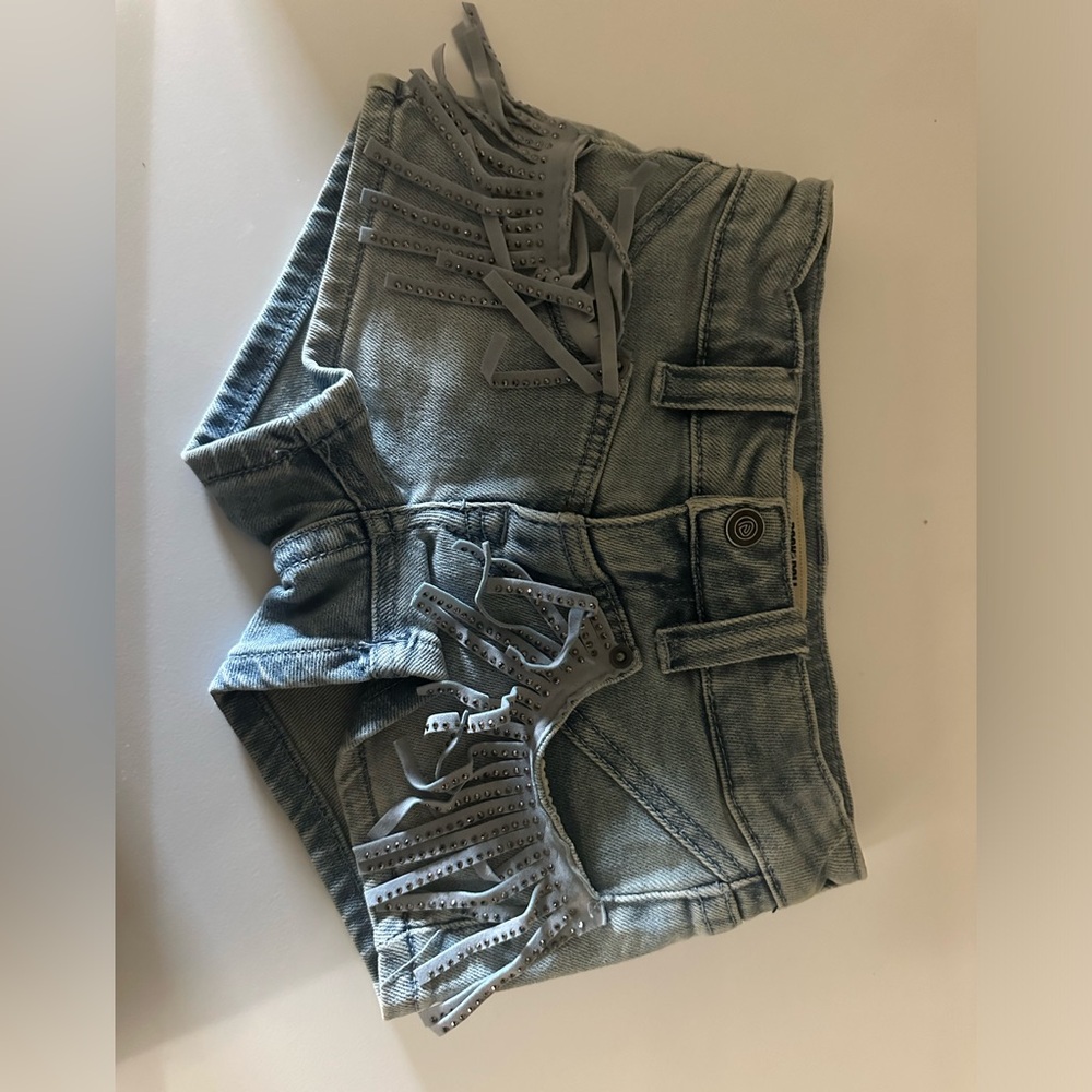 Girls Rock & Roll Cowgirl Denim Fringe Shorts - Size 6